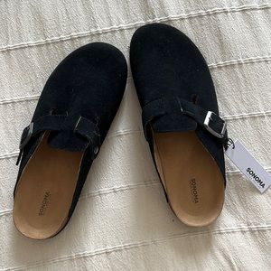 Sonoma black suede slide on shoes. Never worn in excellent condition in the box.